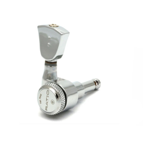 RATIO® ELECTRIC MACHINE HEADS LOCKING KEYSTONE BUTTON 3+3 CHROME