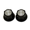 TREBLE/BASS VOLUME KNOB (2) BLACK SILVER TOP FOR RICKENBAKER*