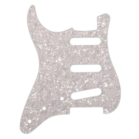 WD® CUSTOM PICKGUARD FOR STRAT® LEFT HAND SSS 11 HOLES 2.28mm 4 PLY WHITE PEARL