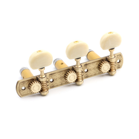 APARICIO CLASSICAL MACHINE HEADS "CACERES" BRONZE / GOLD SHAFTS / IVORY BUTTONS