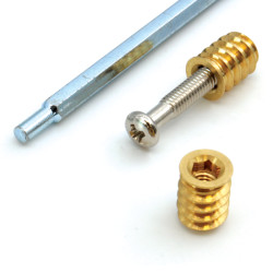 NECTITE® HUMBUCKER PICKUP SCREWS AND INSERTS METRIC NICKEL (4pcs)